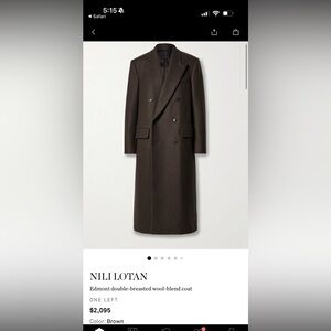 Nili Lotan Double-Breasted Long Coat in Brown